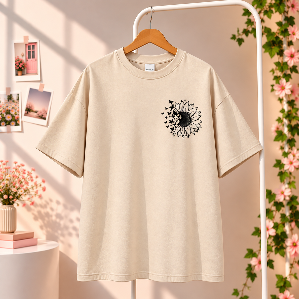 Butterfly Bloom T-Shirt Beige